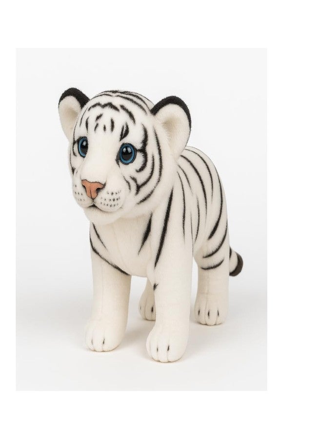 DTR Creation Tiger & Tabby Cat Plush Toys Combo ? 25cm White Tiger & 30cm Tabby Cat | Soft Stuffed Jungle & Pet Animal Toys for Kids | Realistic Cuddly Plush Dolls | Gift for Boys & Girls - Image 3